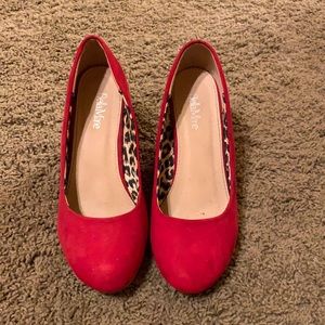 Bella Marie. Red Wedge Heels. Size 6.